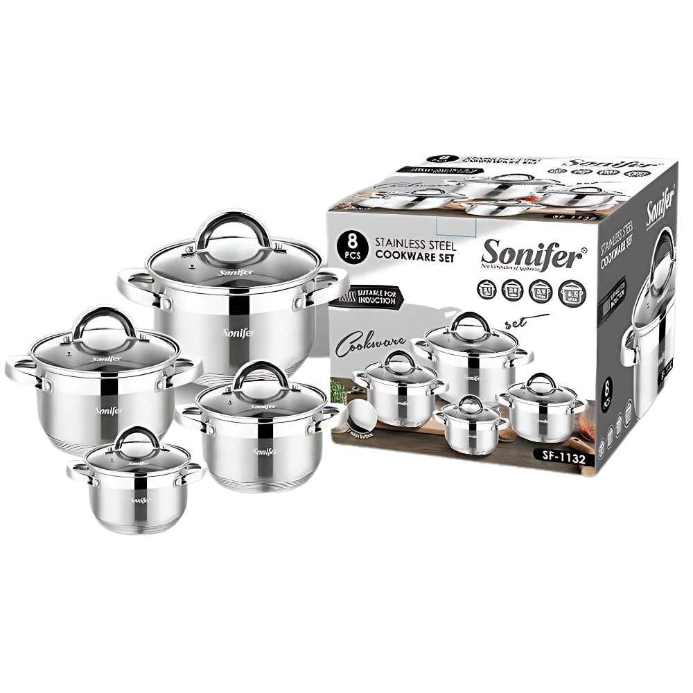 Saucepan Cookware Set ( 8-in-1 ) – Stainless Steel
