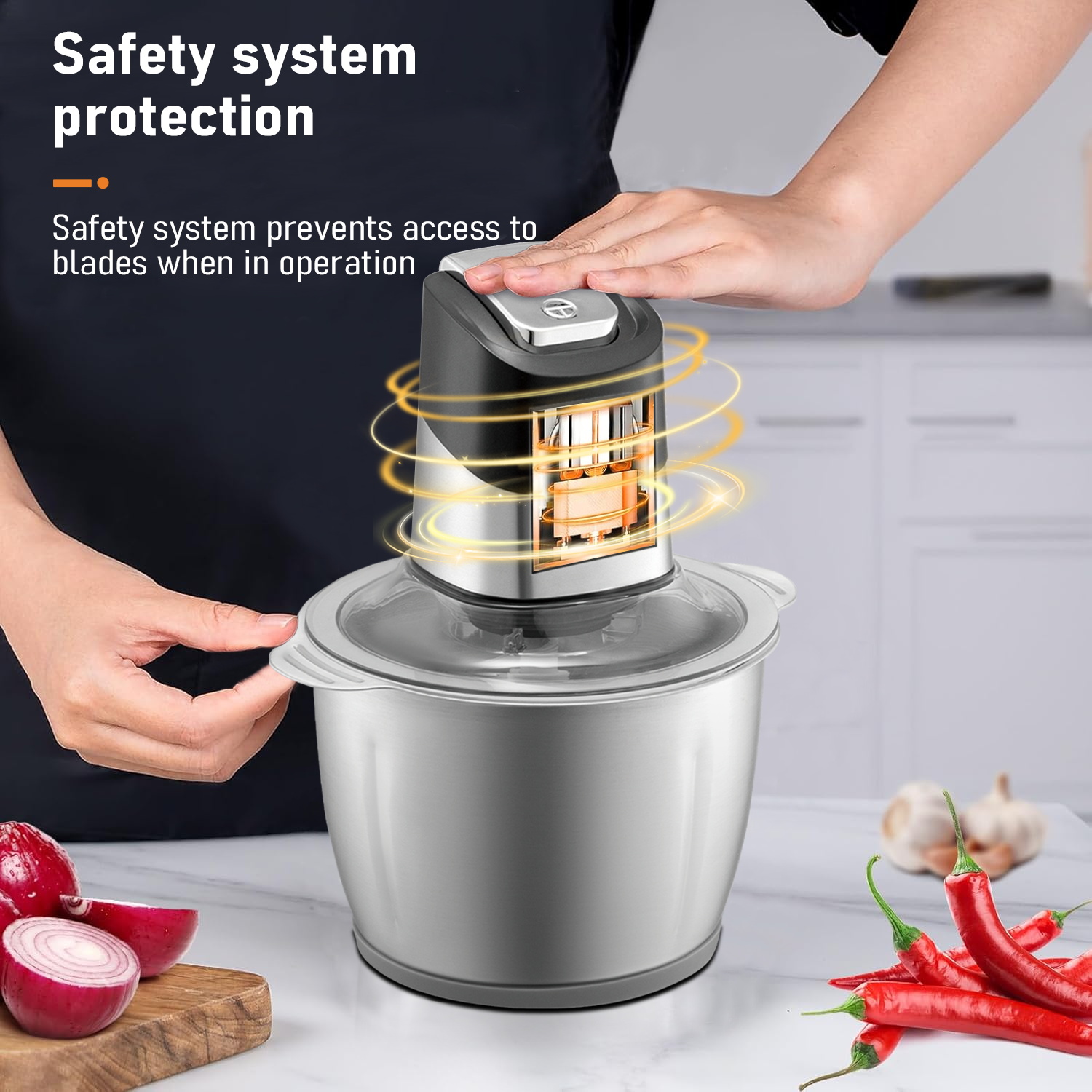 Электрический измельчитель продуктов Sonifer SF-8135 для кухни, 400 Вт, с лезвием из нержавеющей стали, объемом 2,6 литра.