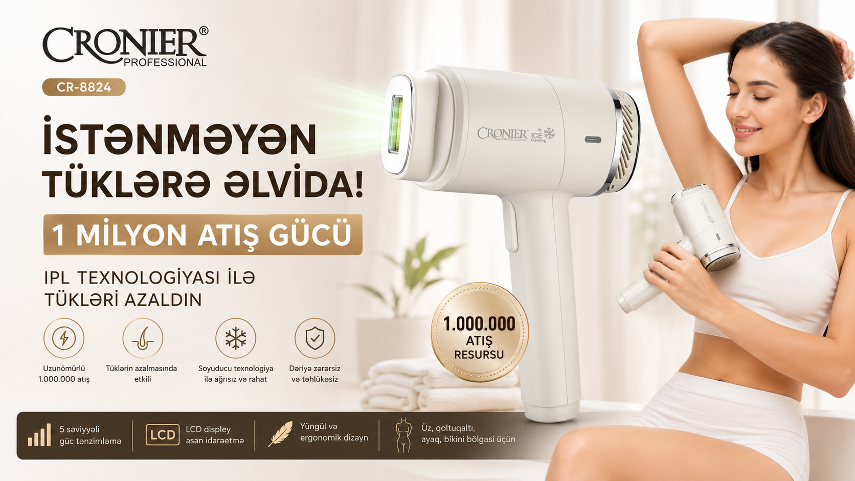 Lazerli epilyator Cronier CR-8824 White