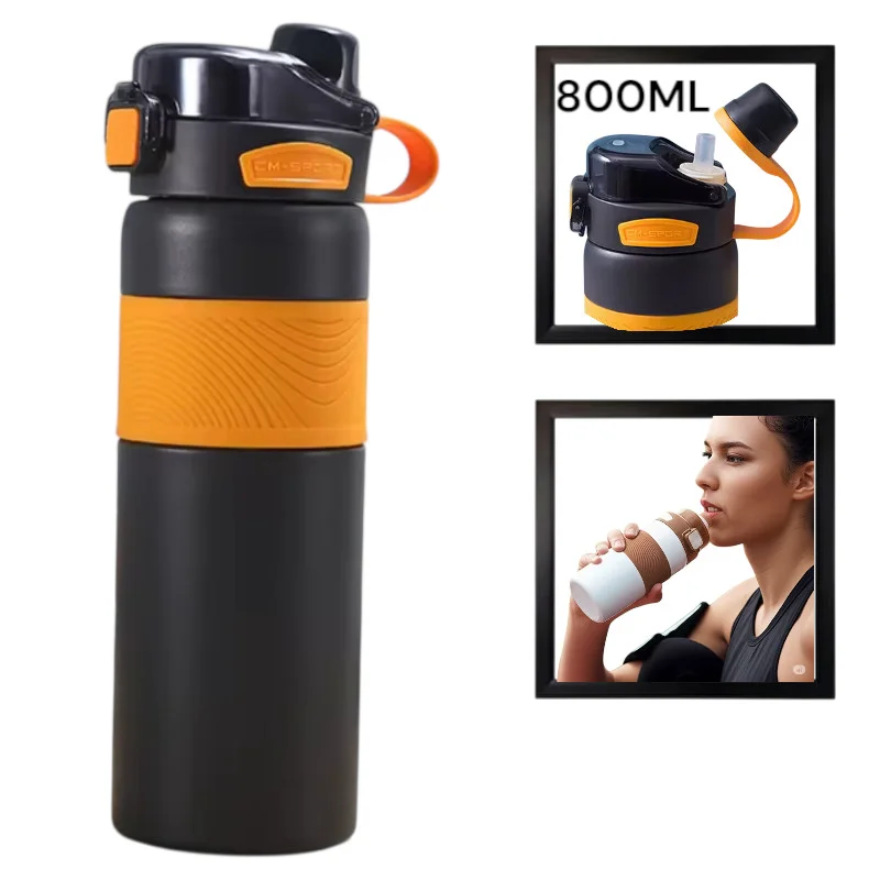 İdman su qabı WS1331, qara, 800 ml