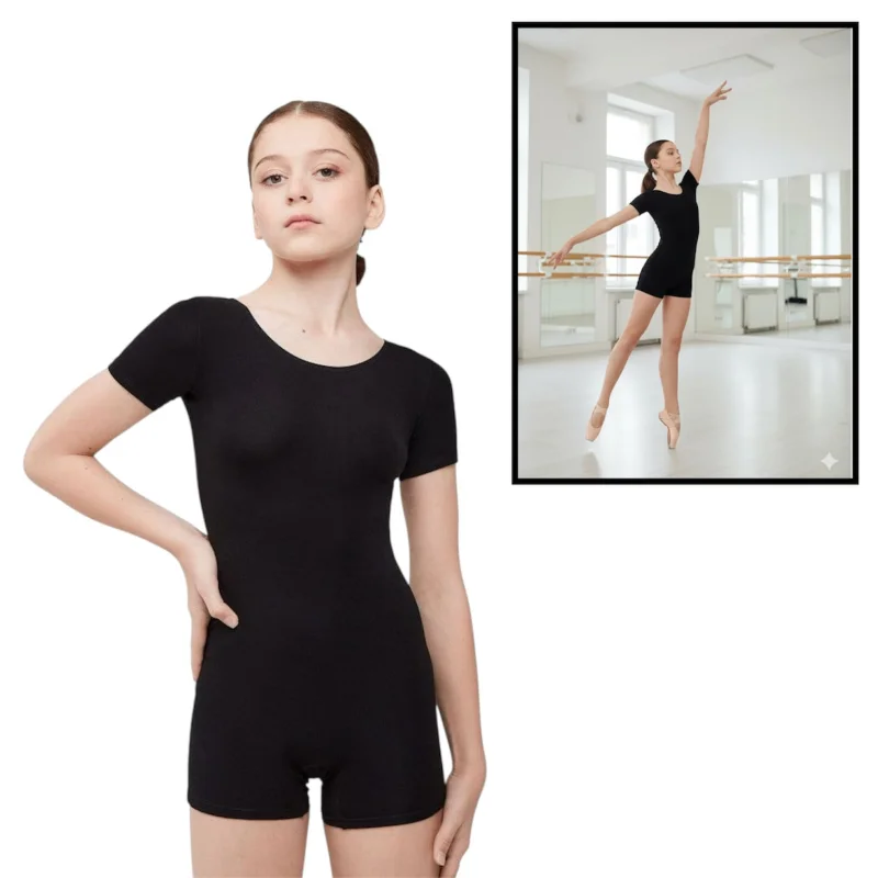 Rhythmic gymnastics jumpsuit WS2141, black, cotton, size 3XL