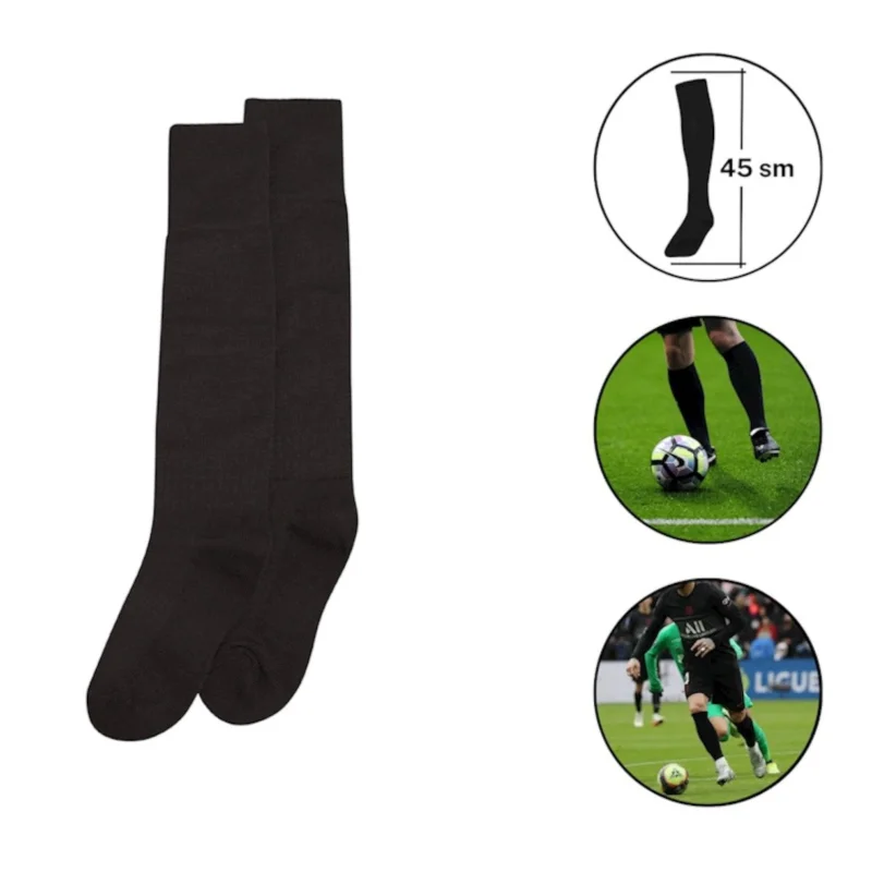 Football socks, cotton, black, 45 cm, 1 pair - WS1535