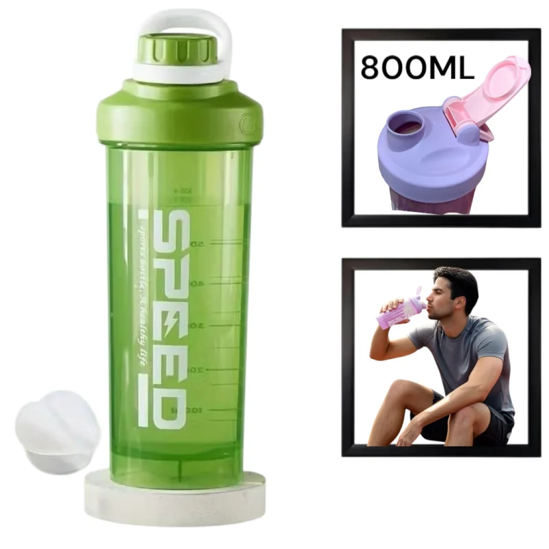 İdman su qabı, yaşıl, 800 ml, protein qarışdırıcı - WS1311