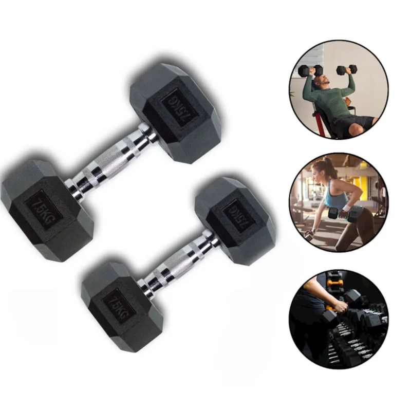 Dumbbells WS0051, 7.5 kg x 2 pcs, rubber coating