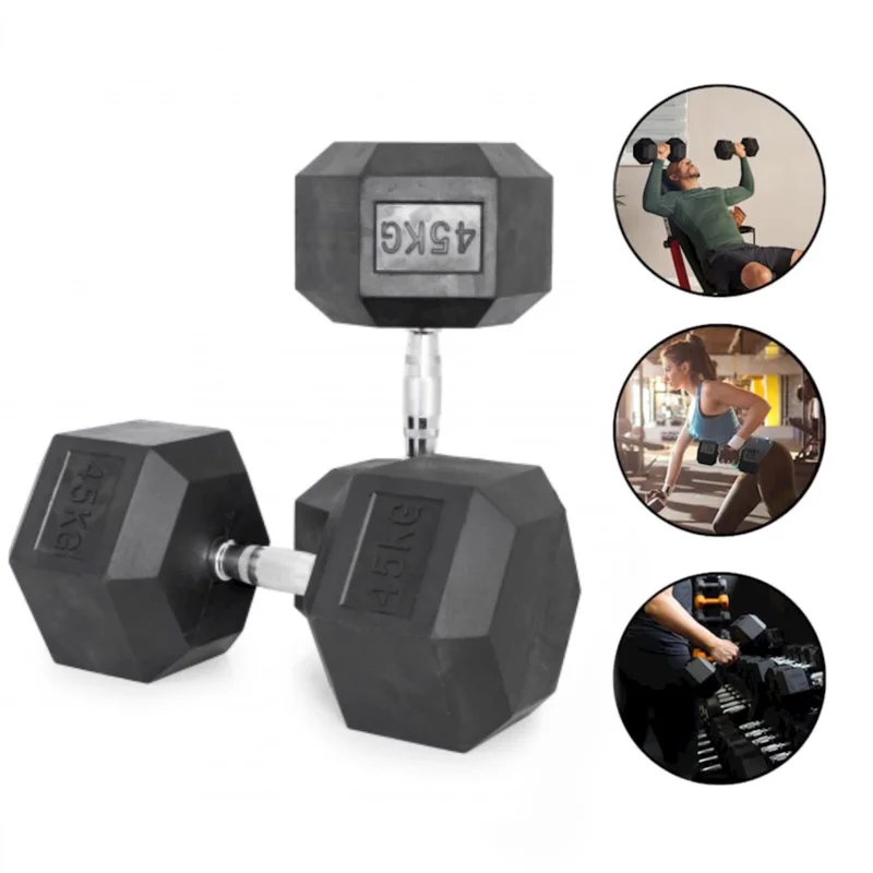 Dumbbells WS0065, 45 kg x 2 pcs, rubber coating