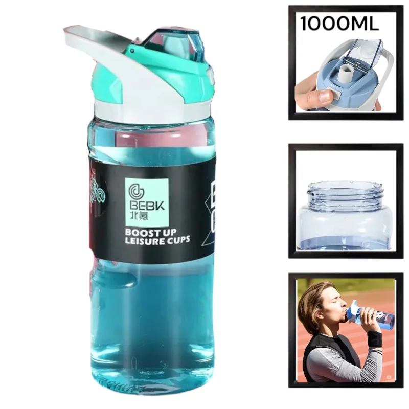 İdman su qabı Bebk Cups WS1306, yaşıl, 1000 ml