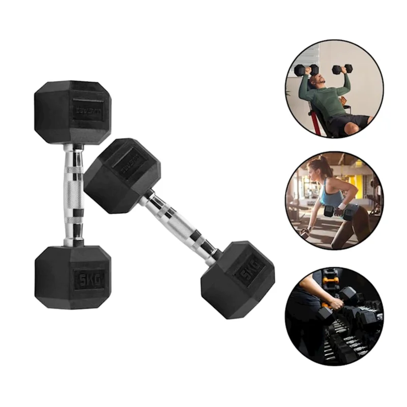 Dumbbells WS0050, 5 kg x 2 pcs, rubber coating