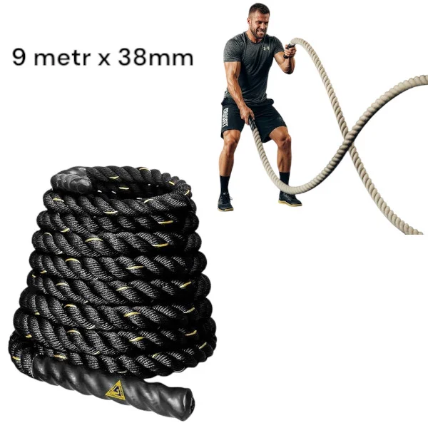 Crossfit training rope WS1462, black, 38 mm, 9 m