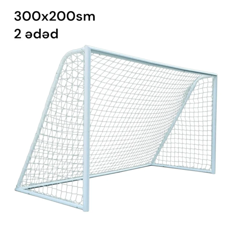 Football goals, 300x200cm, 2 pieces, thick steel tube, with nets - WS1712