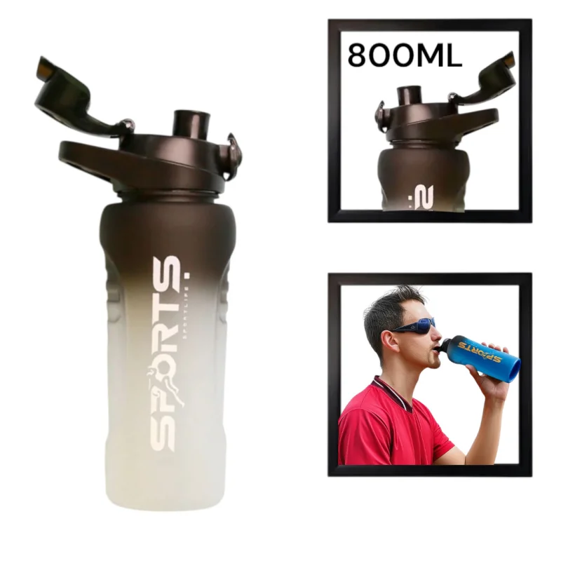 İdman su qabı Sports WS1302, şəffaf-qara, 800 ml