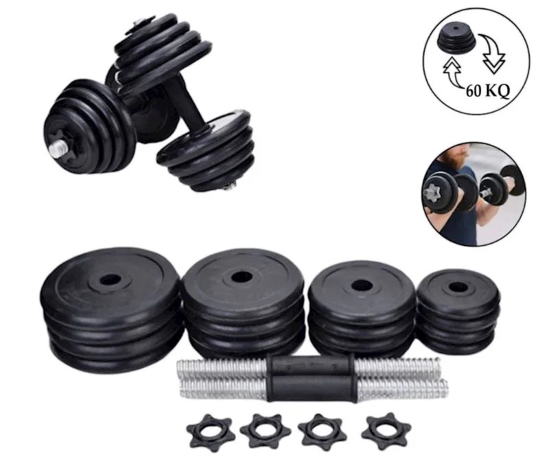 Dumbbell set TA sport WS0007, 2 pcs x 30 kg, rubber, black