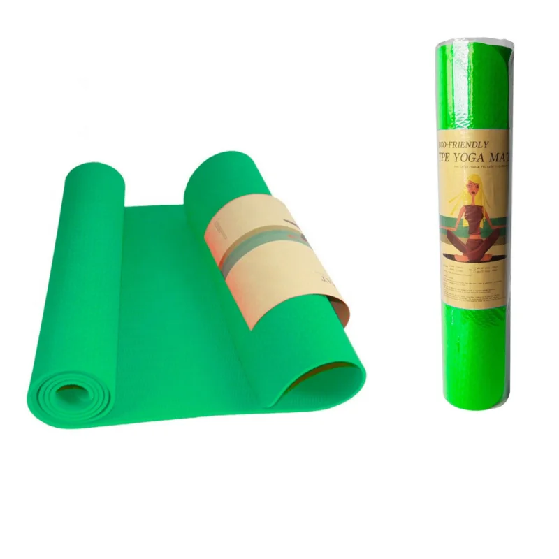 Yoga mat WS0739, green, 180x61x0.6 cm