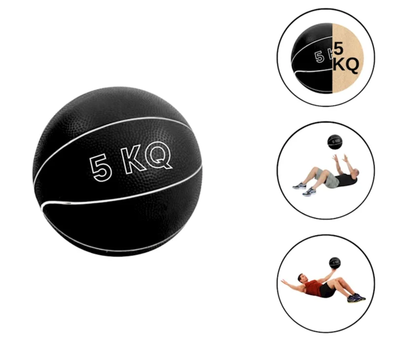 Medicine ball WS0368, synthetic rubber, black, 5 kg