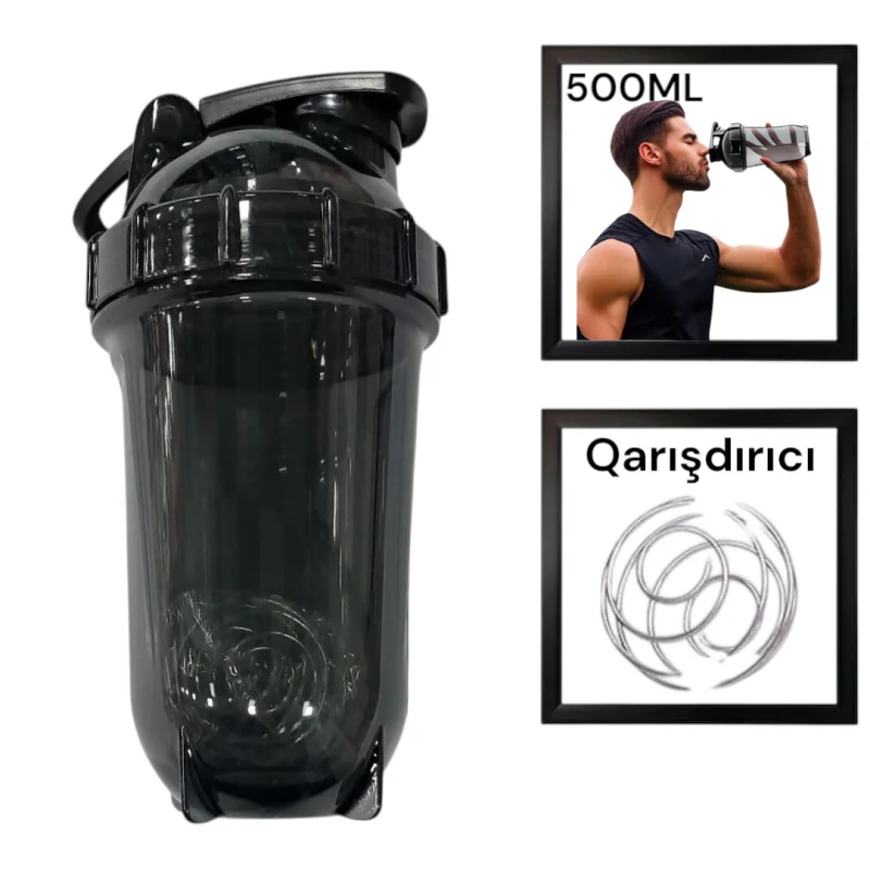 Shaker WS1314, plastic, black, 500 ml