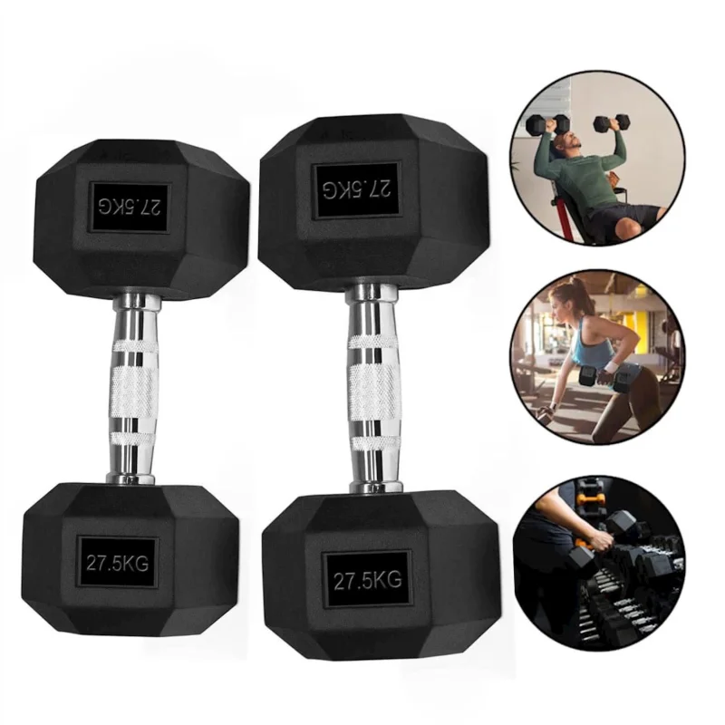 Гантели WS0059, 27,5 кг x 2 шт., с резиновым покрытием.