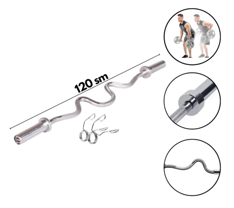 Barbell bar WS0096 120 cm, silver