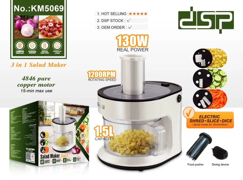 Salat hazırlayan cihaz DSP RAX5069002 3-ü 1-də (elektrik doğrayıcı, dilimləyici, kəsici)