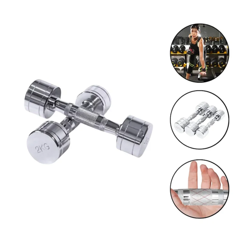 Dumbbells WS0040, 2 kg x 2 pcs, nickel
