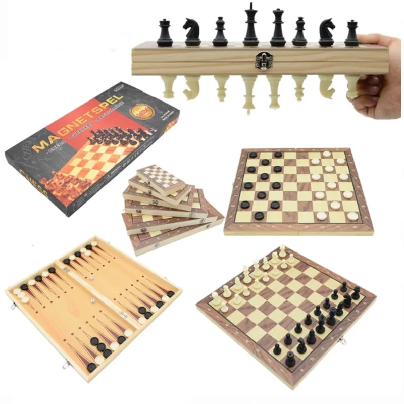 Chess + checkers + backgammon (3 in 1) WS0533, wooden/magnetic, 39x39 cm