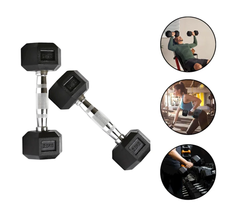 Гантели WS0049, 2,5 кг x 2 шт., с резиновым покрытием.