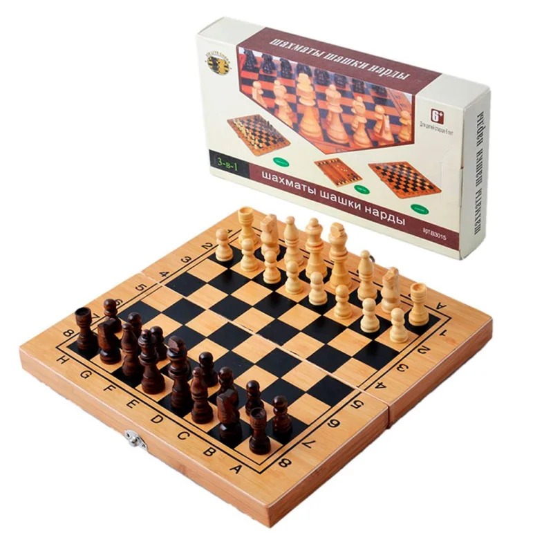 Chess + checkers + backgammon (3 in 1) WS0536, wooden, 40x40 cm