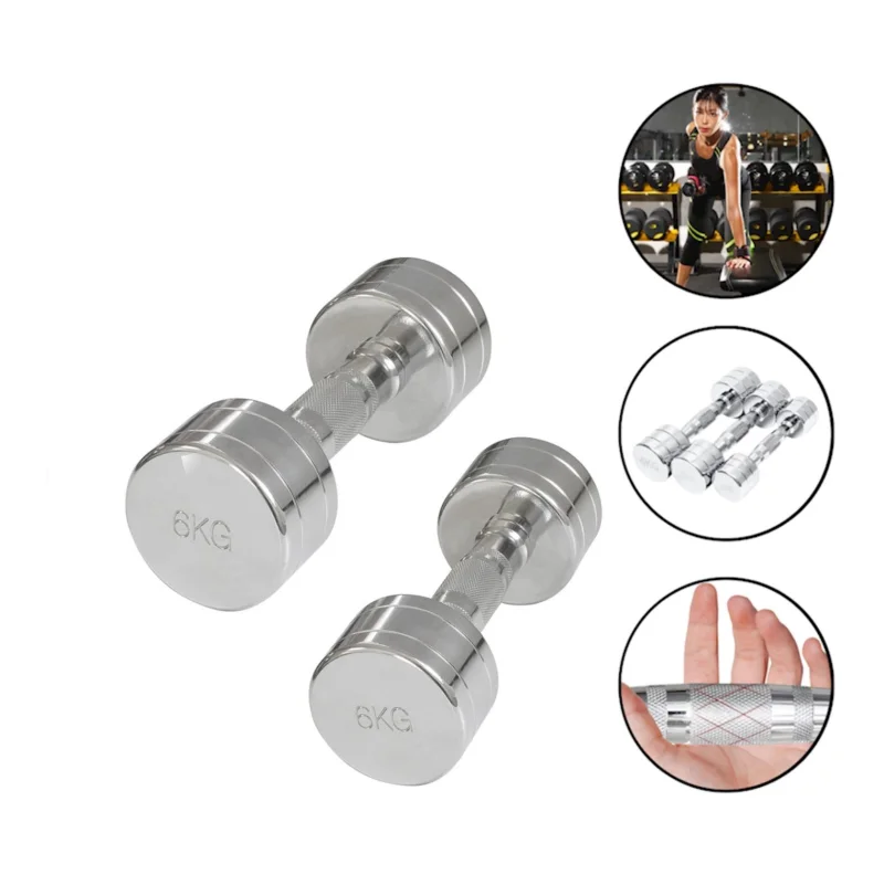 Dumbbells WS0044, 6 kg x 2 pcs, nickel