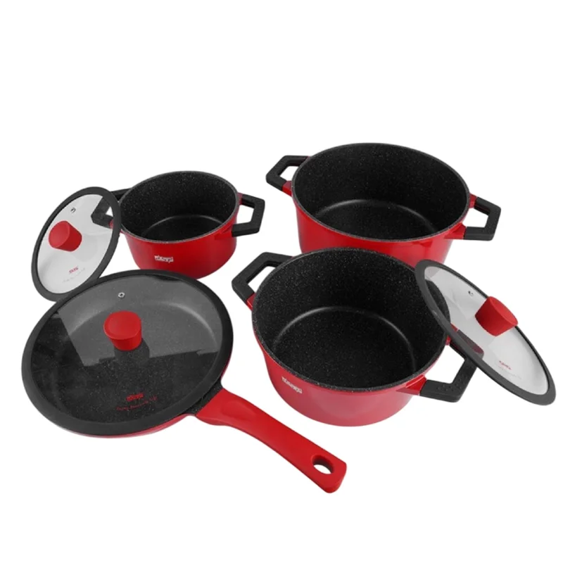 Pot and pan set DSP CA002-S02, red