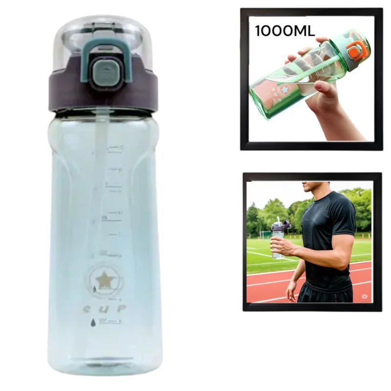 Спортивная бутылка для воды WS1263, прозрачная, 1 л