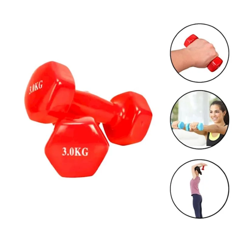 Dumbbell set WS0024, 2 pcs x 3 kg, red