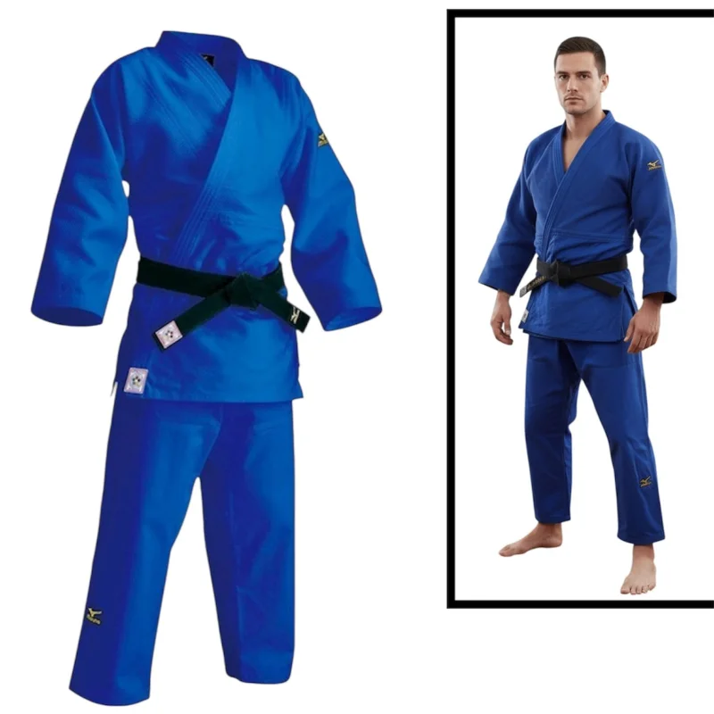 Kimono Mizuno WS2481, blue, fabric, size 160