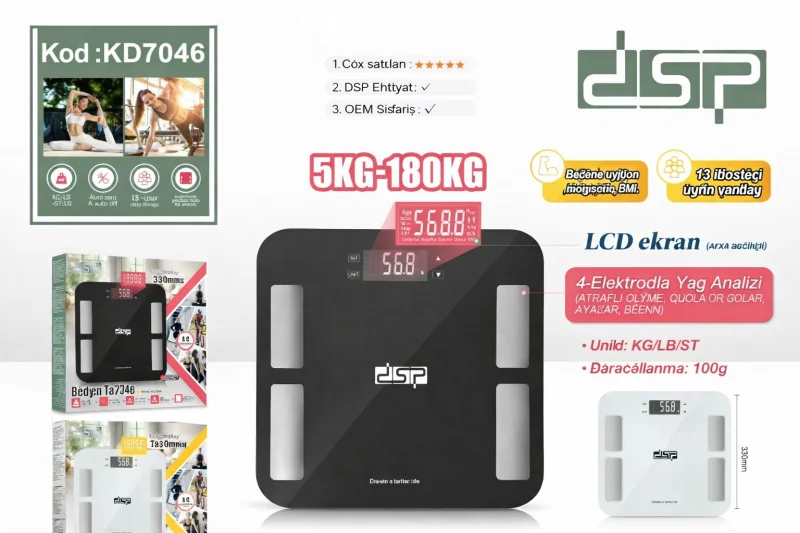 Döşəməüstü tərəzi DSP KD7046 Black
