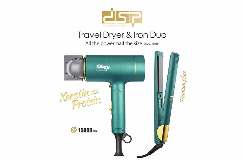 Hairdryer DSP 80103, hair straightener Duo Set 15000 RPM