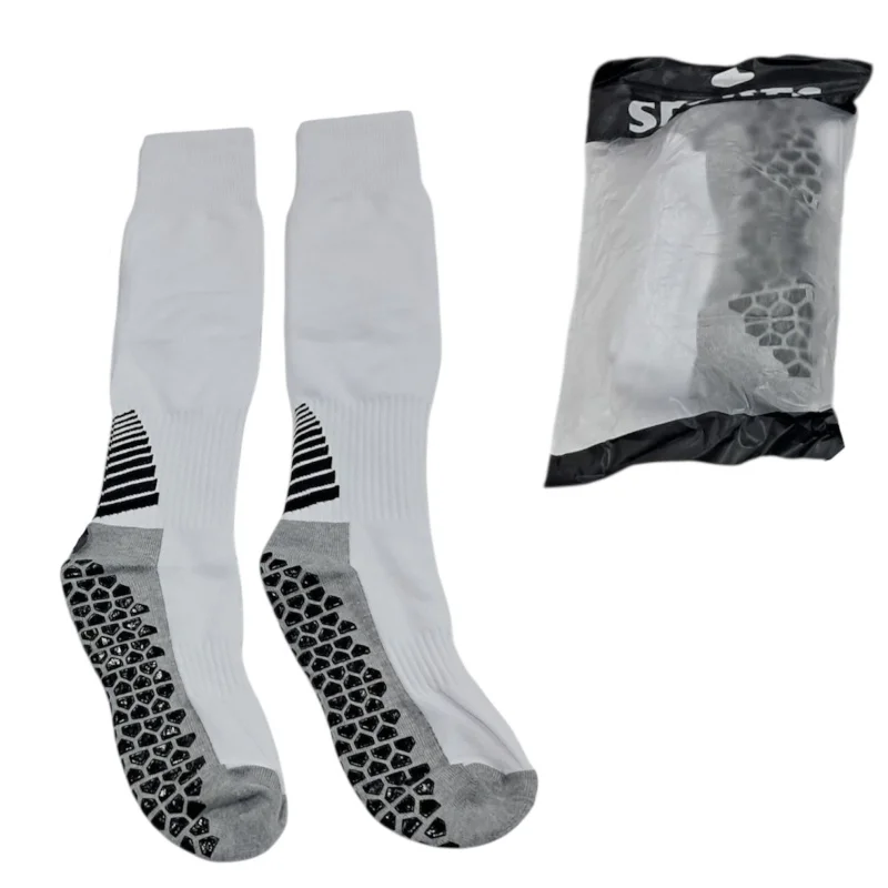 Socks with silicone, white, long - WS1512