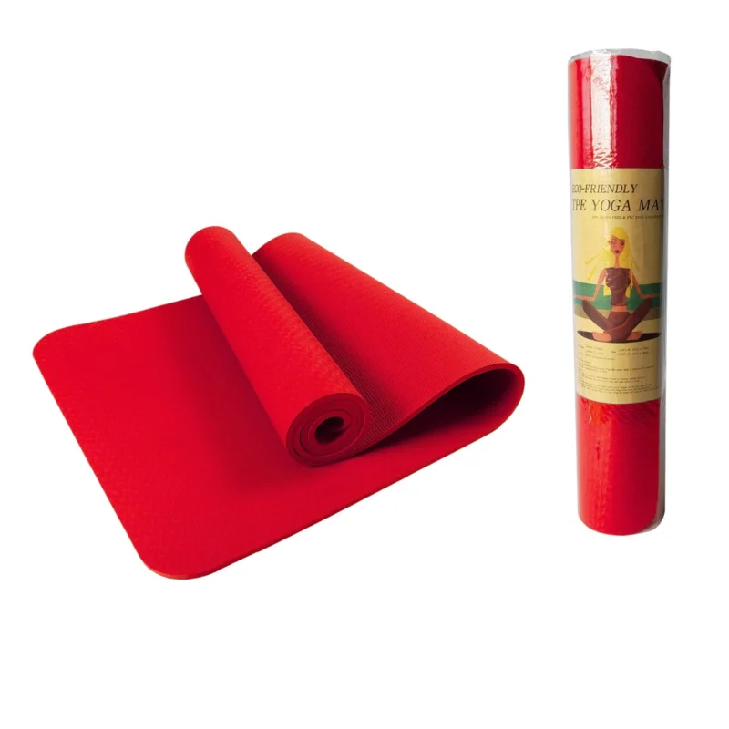 Yoga mat WS0742, red, 180x61x0.8 cm