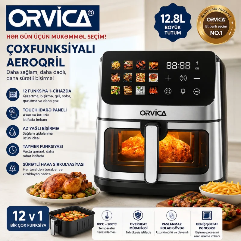 Aerofritür Orvica, Sensorlu, 3200 Vt, Gümüşü