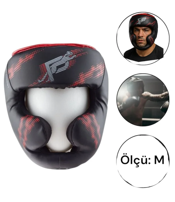 Safety helmet WS1177, artificial leather, black/red, size M