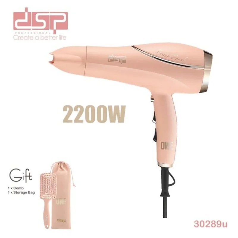 Фен DSP 30289U, 2200 Вт, ионная технология, с насадкой-гребнем.
