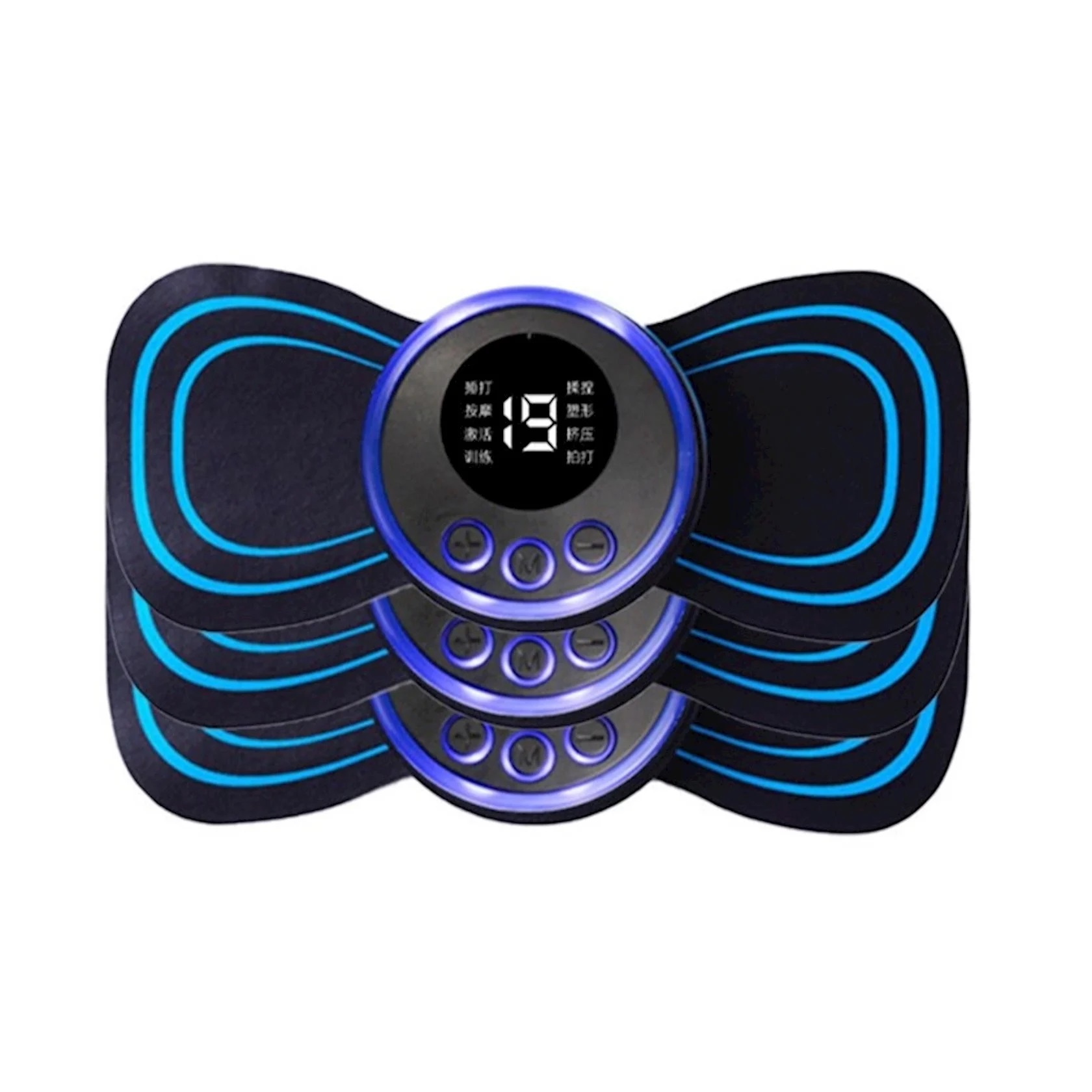 Миостимулятор Smart EMS Mini Neck Electric Massager, бабочка, 8 режимов, дисплей, синий
