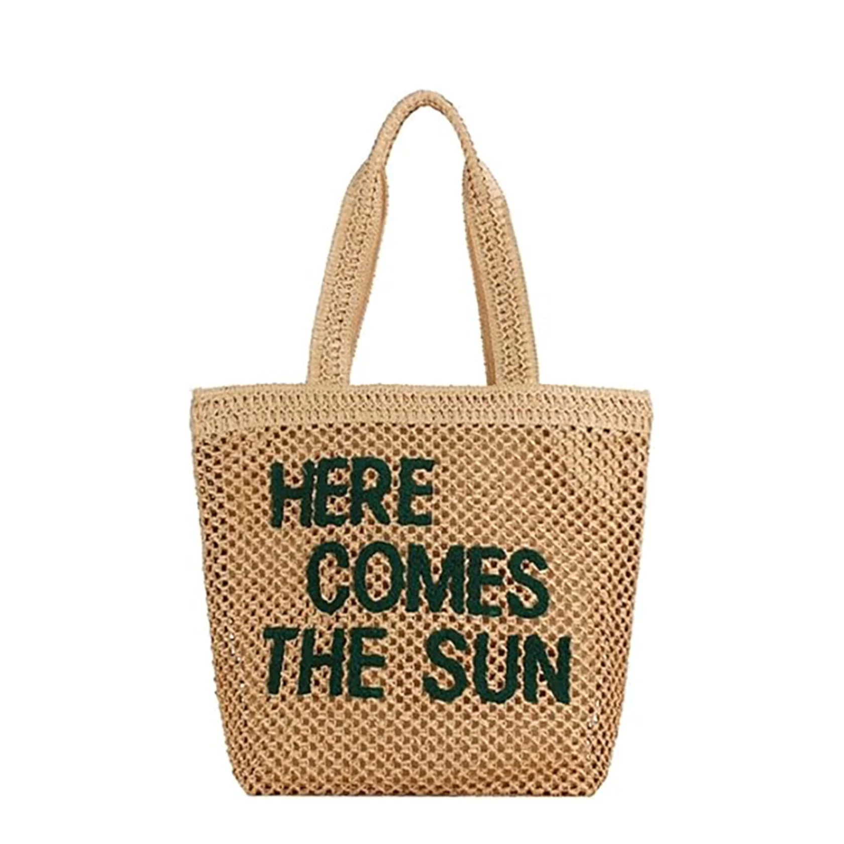 Çiyin çantası Here Comes The Sun, pambıq, qəhvəyi, 30х39х14 sm