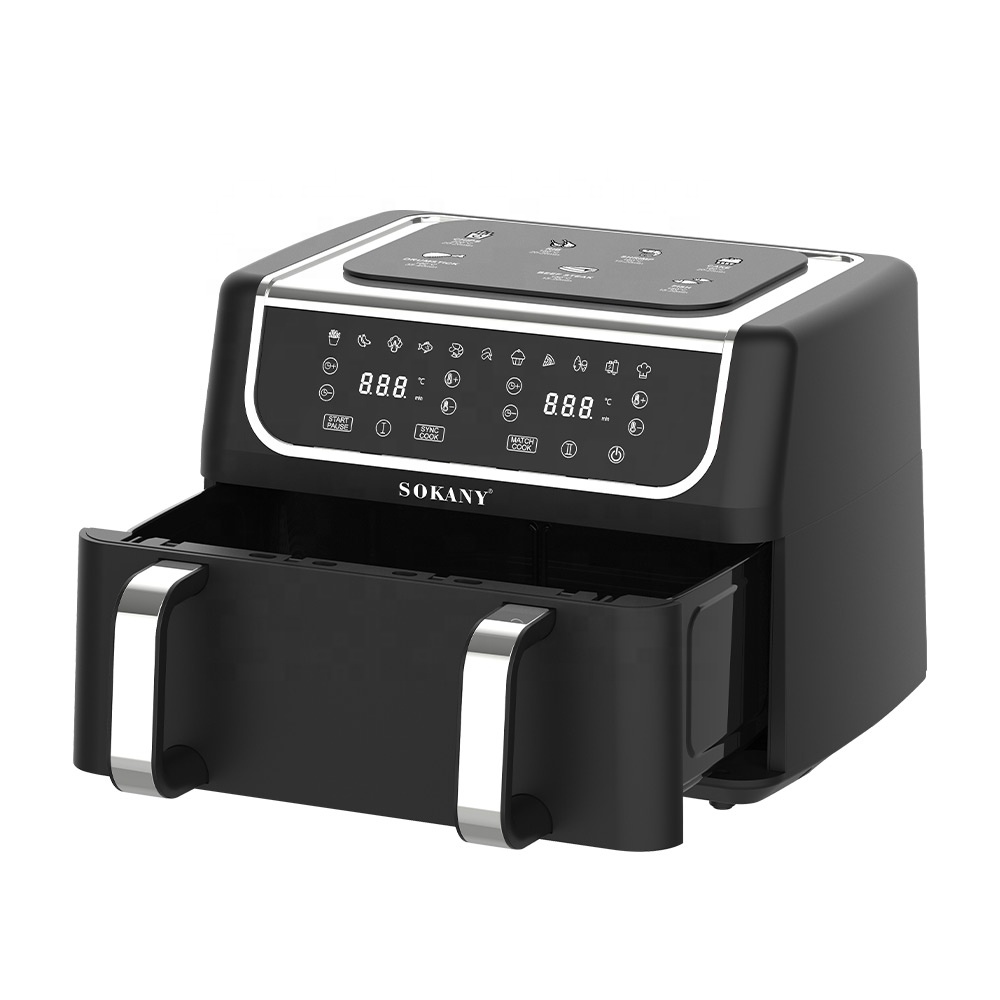 Sokany İkiqat Korpa Air Fryer – 10/11/12L, İki Müstəqil Bölmə, Böyük Tutumlu və İki Zonalı