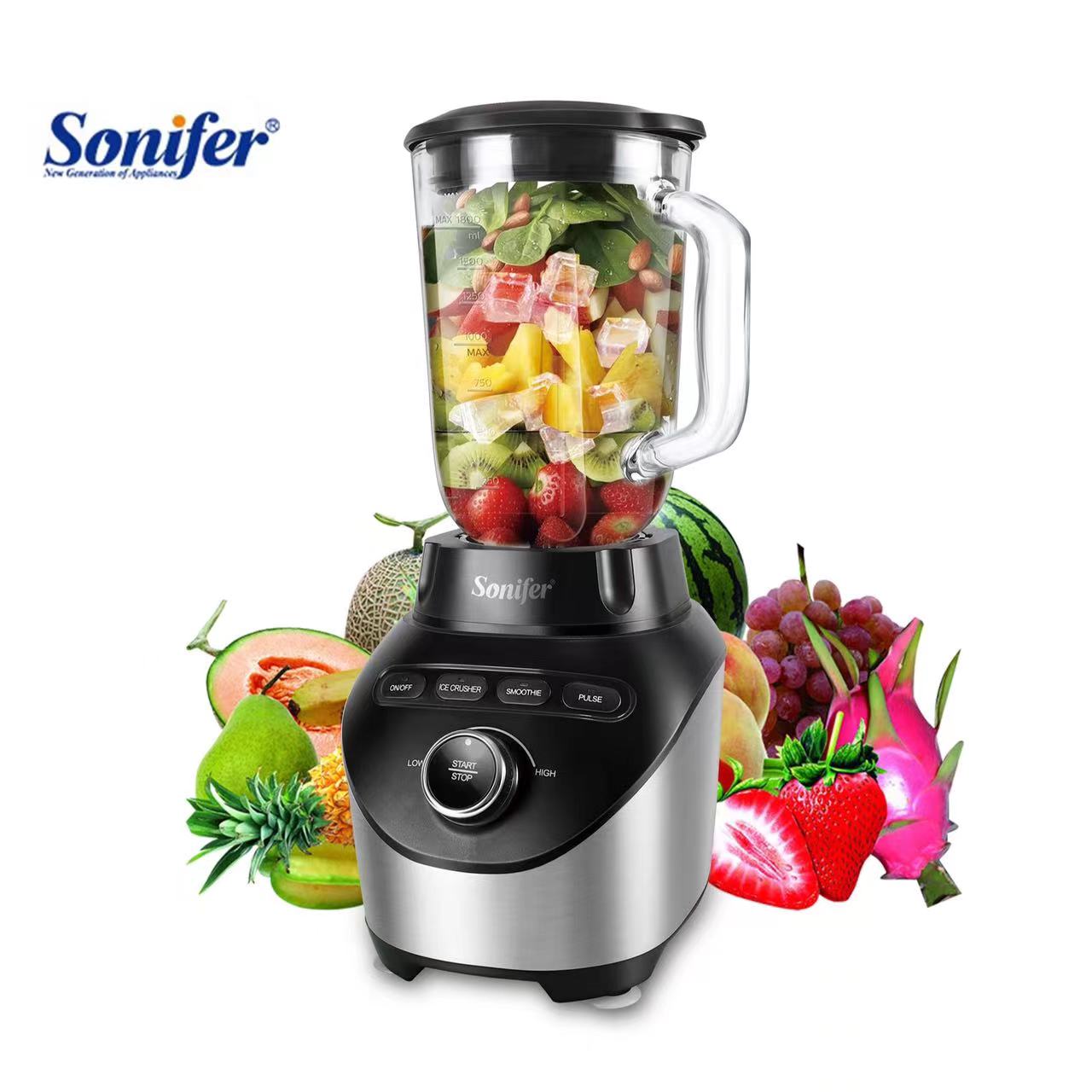 Sonifer SF-8053 — Профессиональный Стационарный Блендер со Стеклянной Чашей 1.8 L