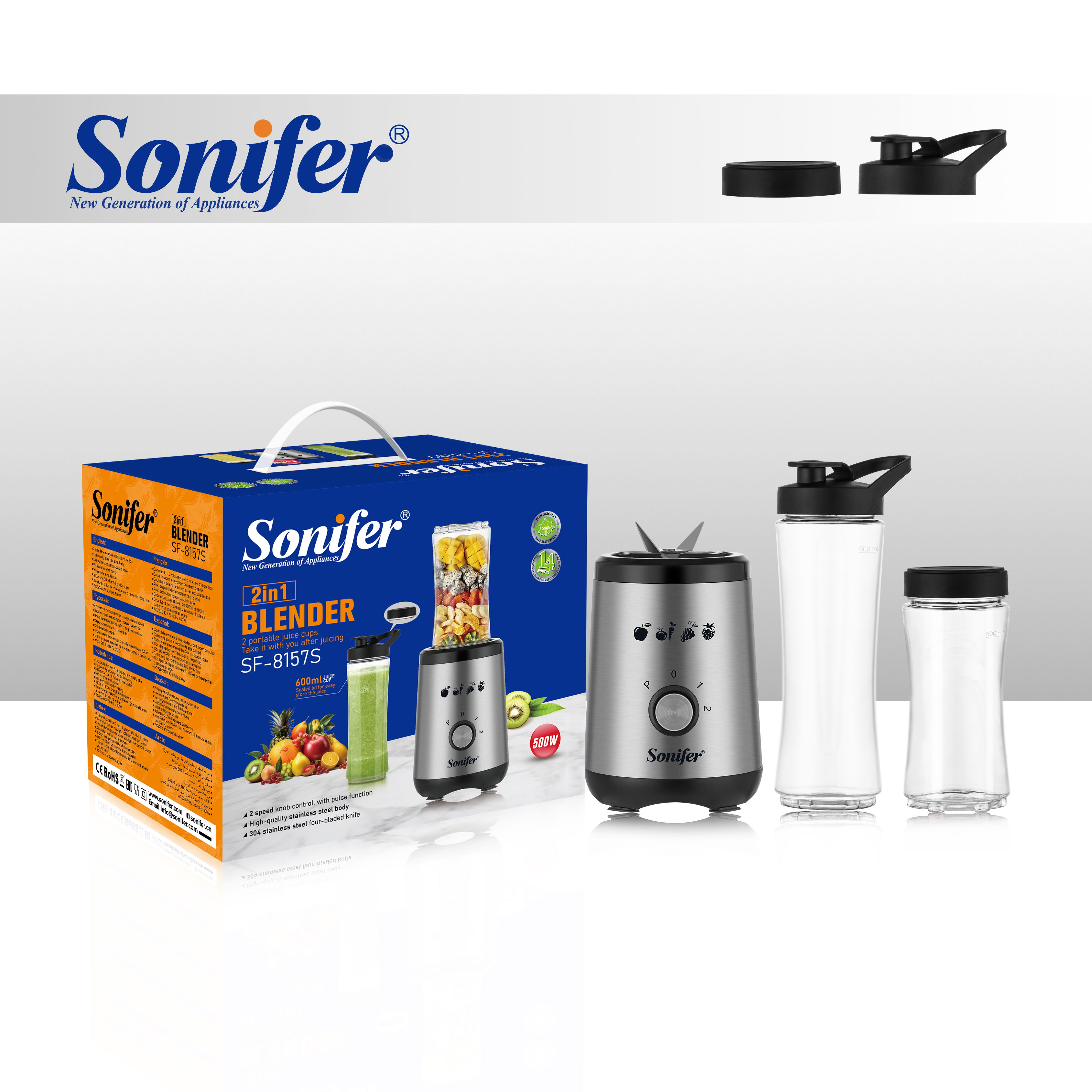 Sonifer SF-8157 — Блендер 2-в-1 и Кухонный Комбайн 500W