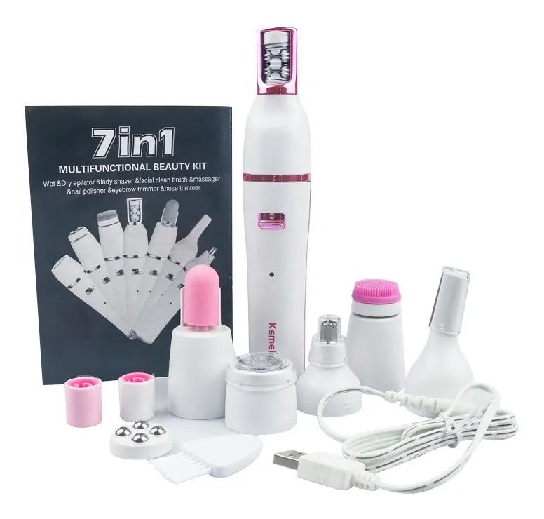 Kemei 7-in-1 Multifunction Epilator – Electric Hair Removal Machine Complete Kit